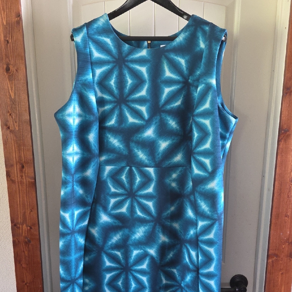 Calvin Klein Teal Geometric Midi Dress